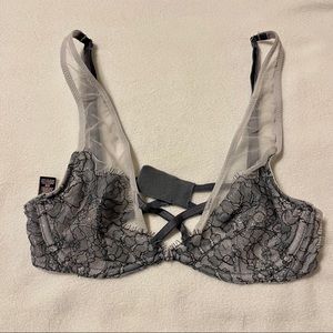 NWT light and dark grey mesh unlined bra